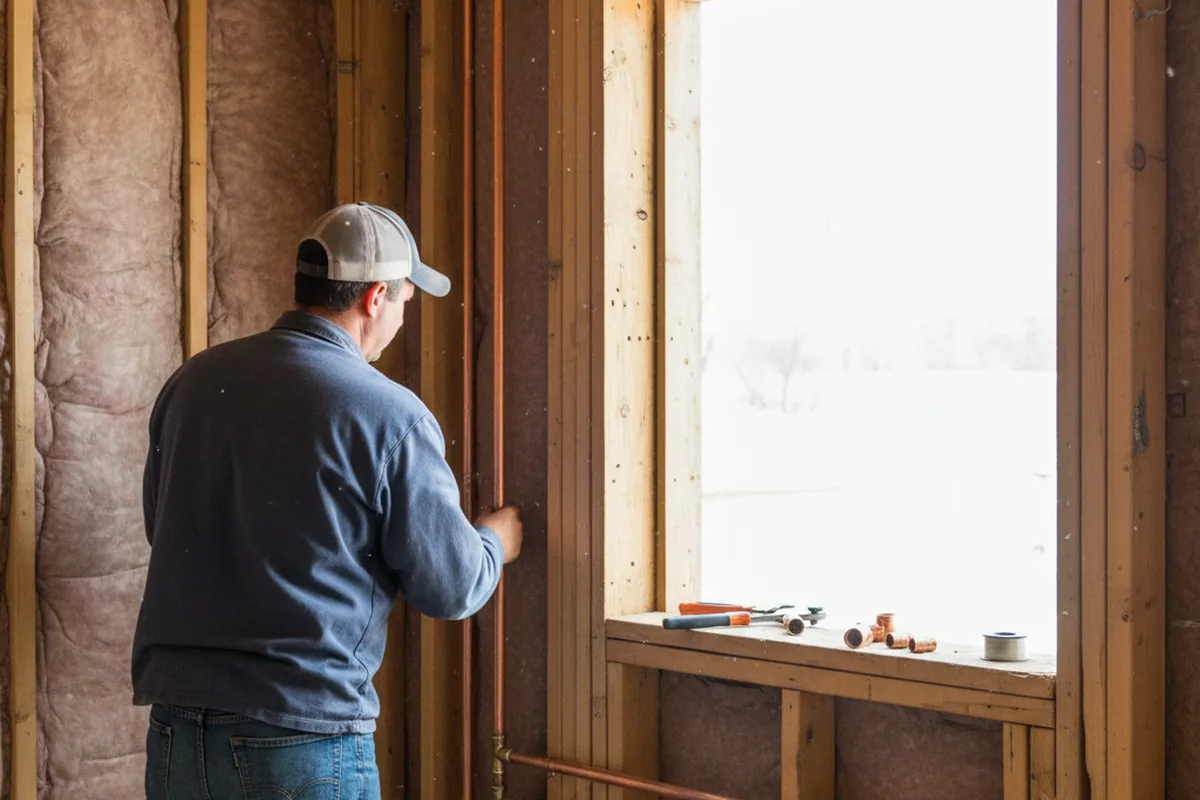 Licensed plumber running new copper supply lines in a Ijamsville home