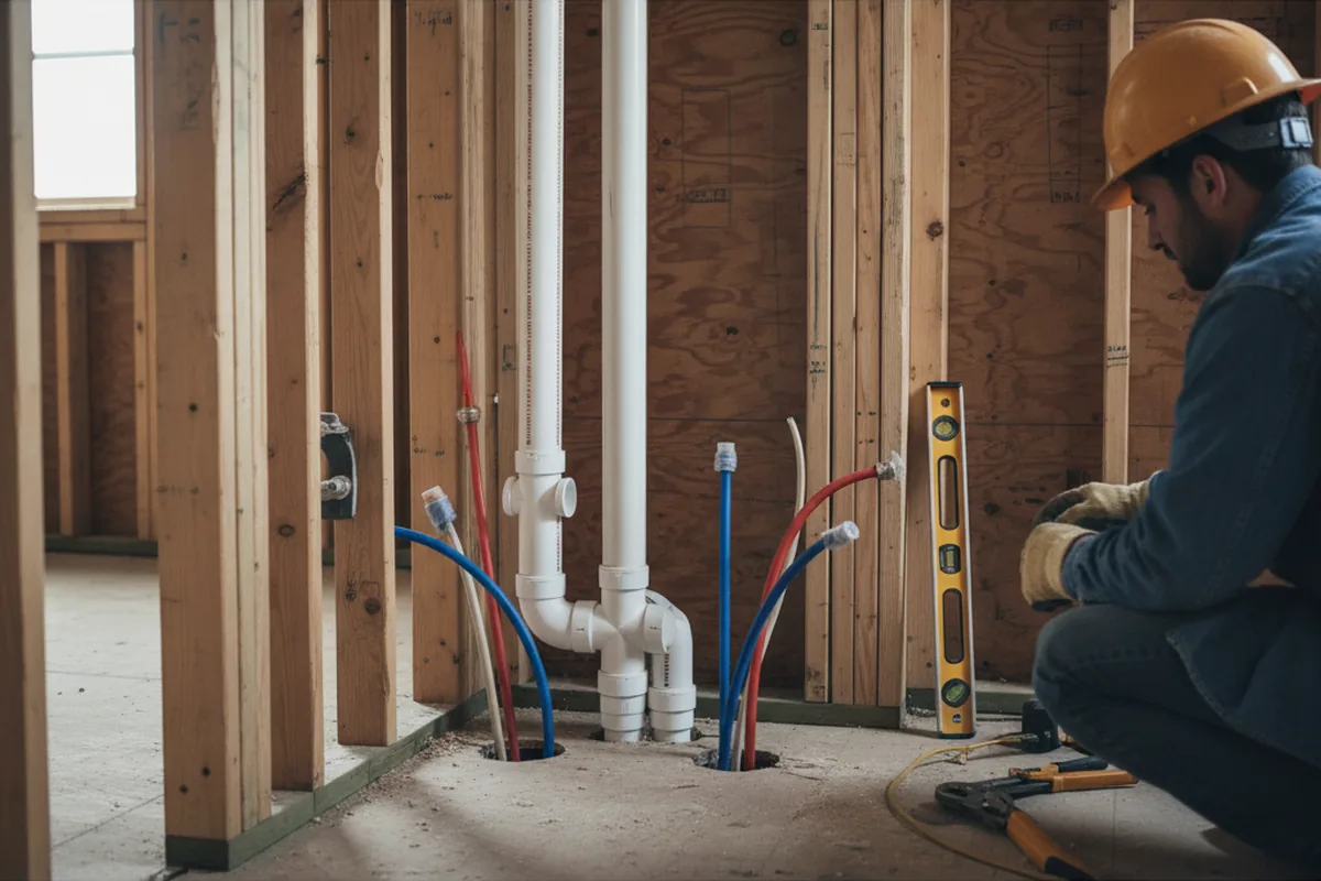 Drain and supply rough-in during Sump Pump Repair in Ijamsville