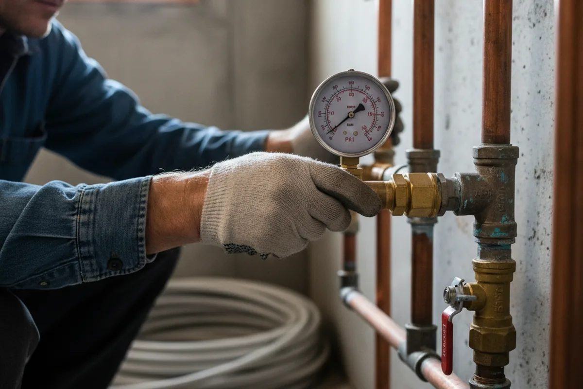 Pressure testing a repaired line during Water Line Repair in Ijamsville